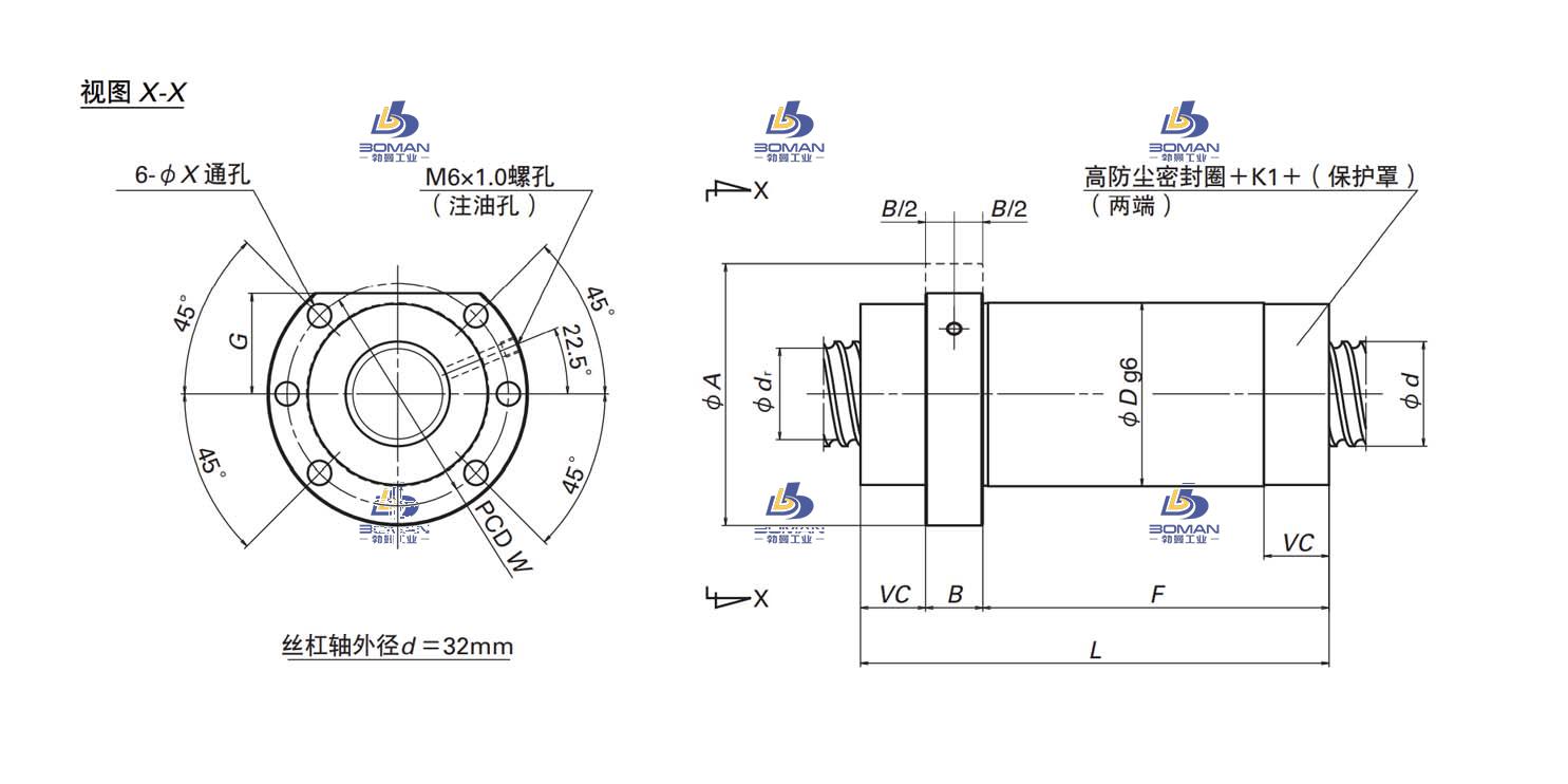 VSS3220-5E-NSK高防尘滚珠丝杠
