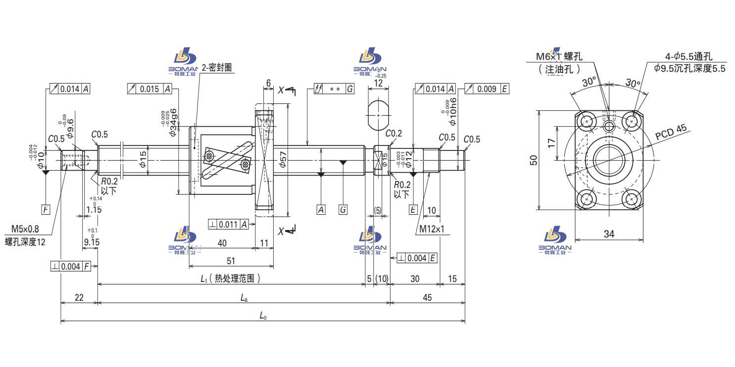 W1505FA-3P-C5Z10-FA标准滚珠丝杠