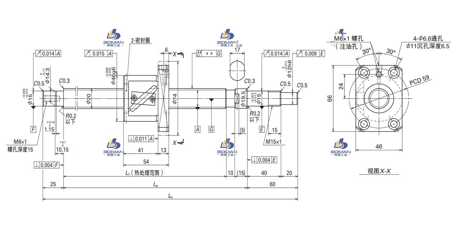 W2007FA-1P-C5Z10-MA标准滚珠丝杠