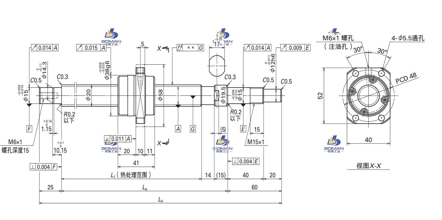 W2017FA-1PGX-C5Z40-轴端完成品滚珠丝杠