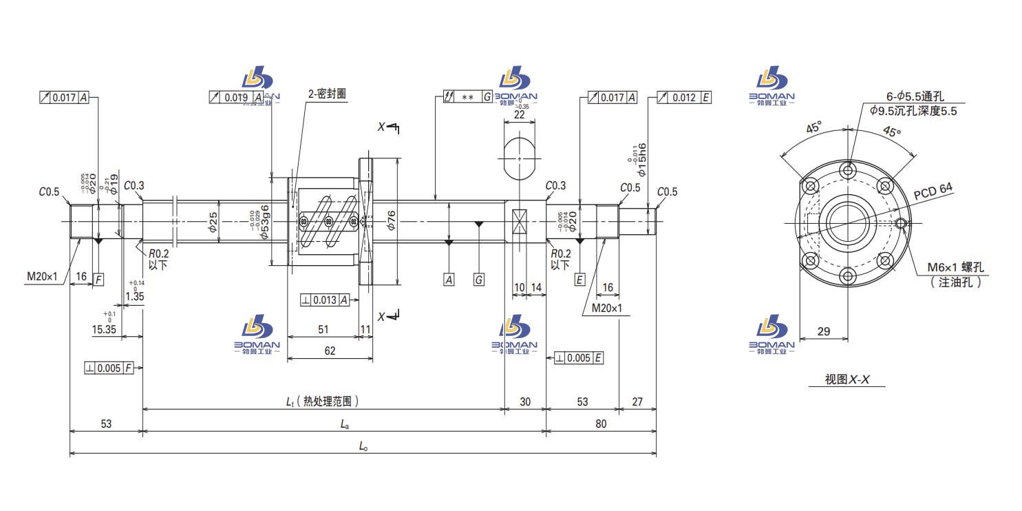 W2511SA-2P-C5Z6-MA标准滚珠丝杠