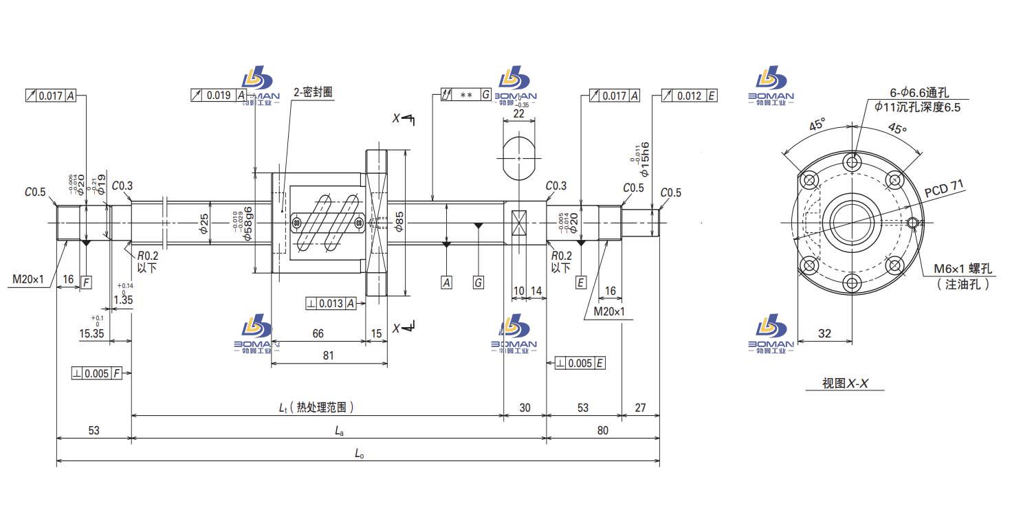 W2503SA-4P-C5Z10-SA标准滚珠丝杠