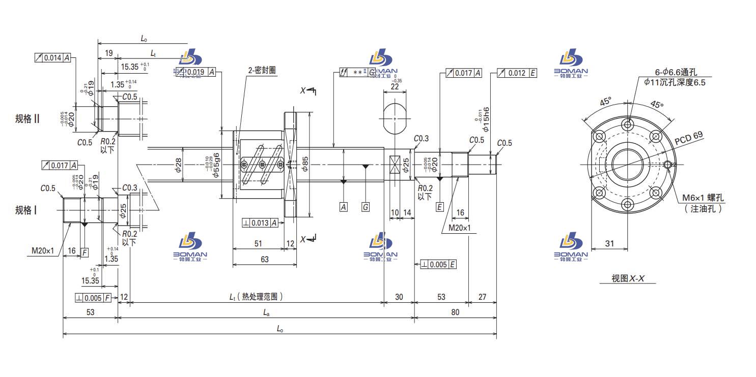 W2811SA-3P-C5Z6-FA标准滚珠丝杠