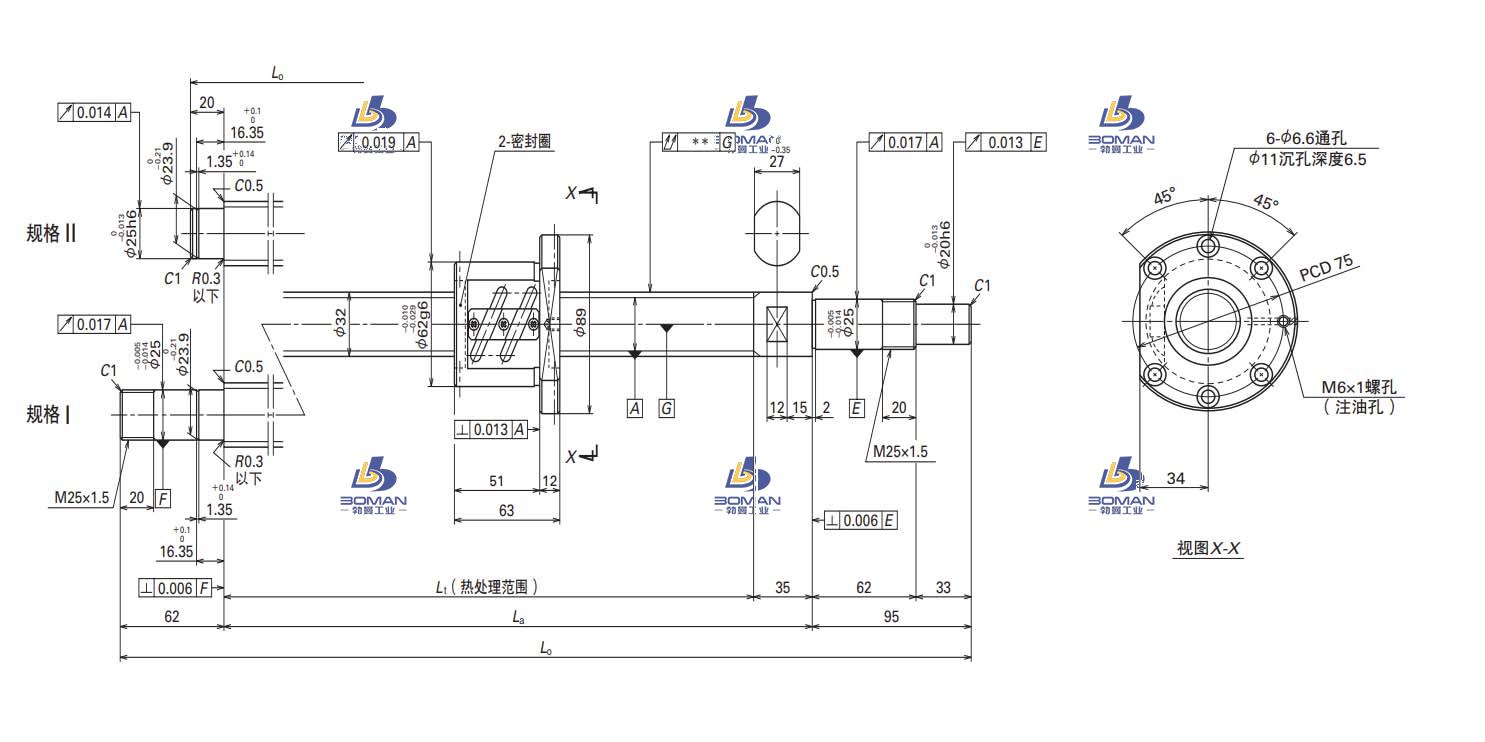 W3211SA-3P-C5Z6-轴端完成品滚珠丝杠