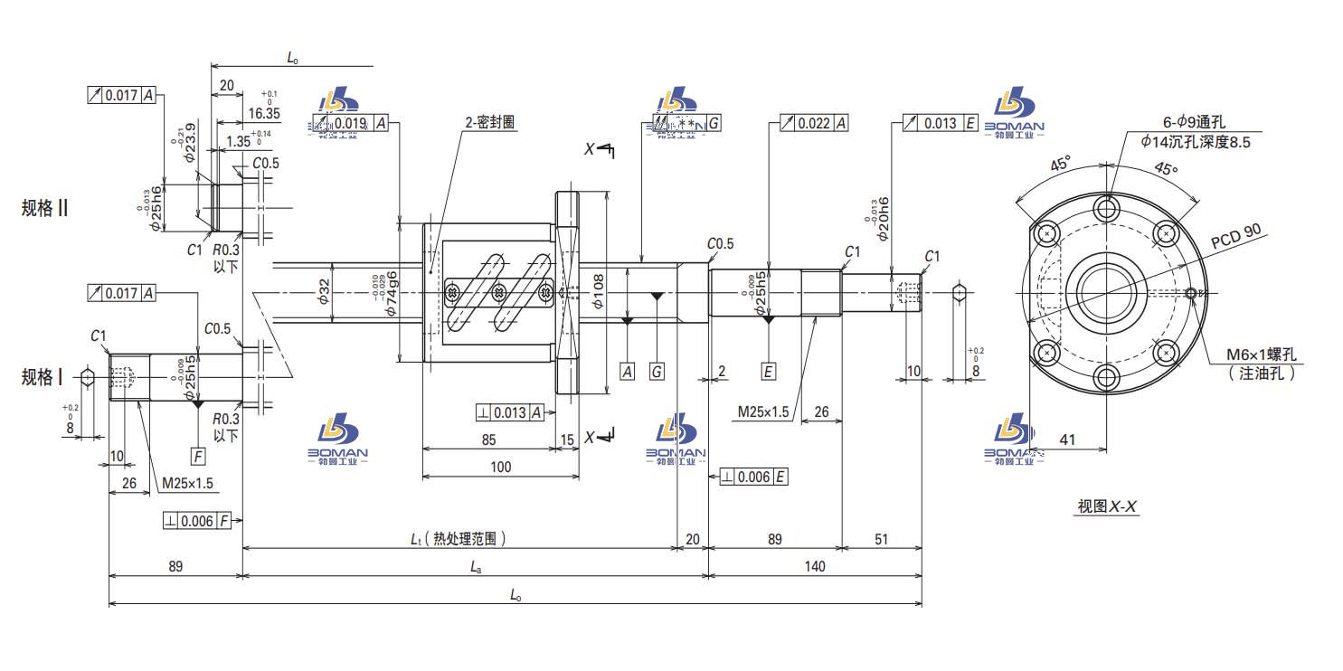 W3211SA-5Z-C5Z10-轴端完成品滚珠丝杠
