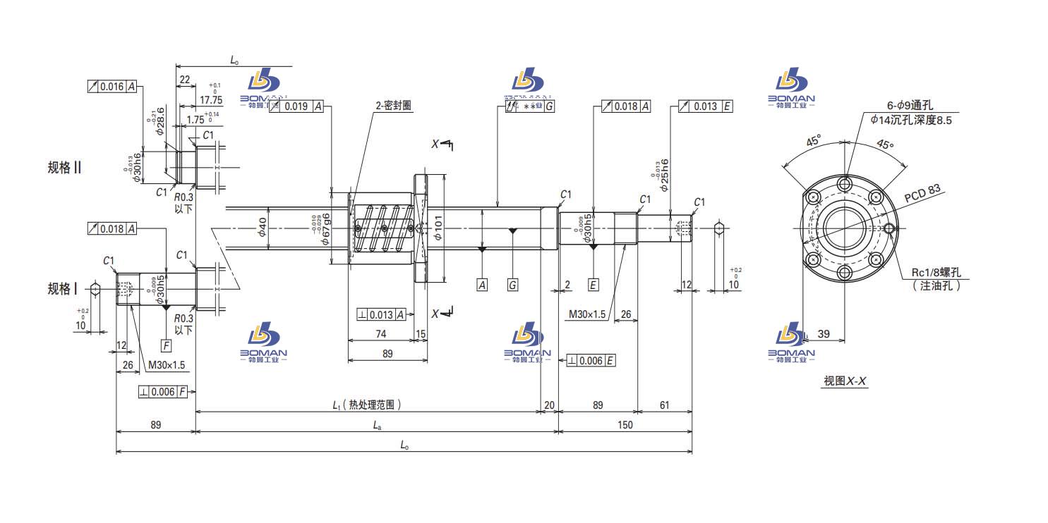 W4015SA-1Z-C5Z5-轴端完成品滚珠丝杠