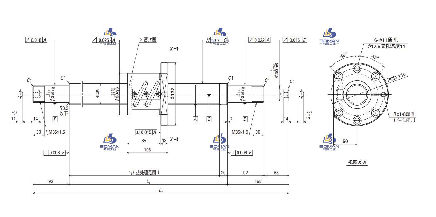 W4517SA-1Z-C5Z10-轴端完成品滚珠丝杠